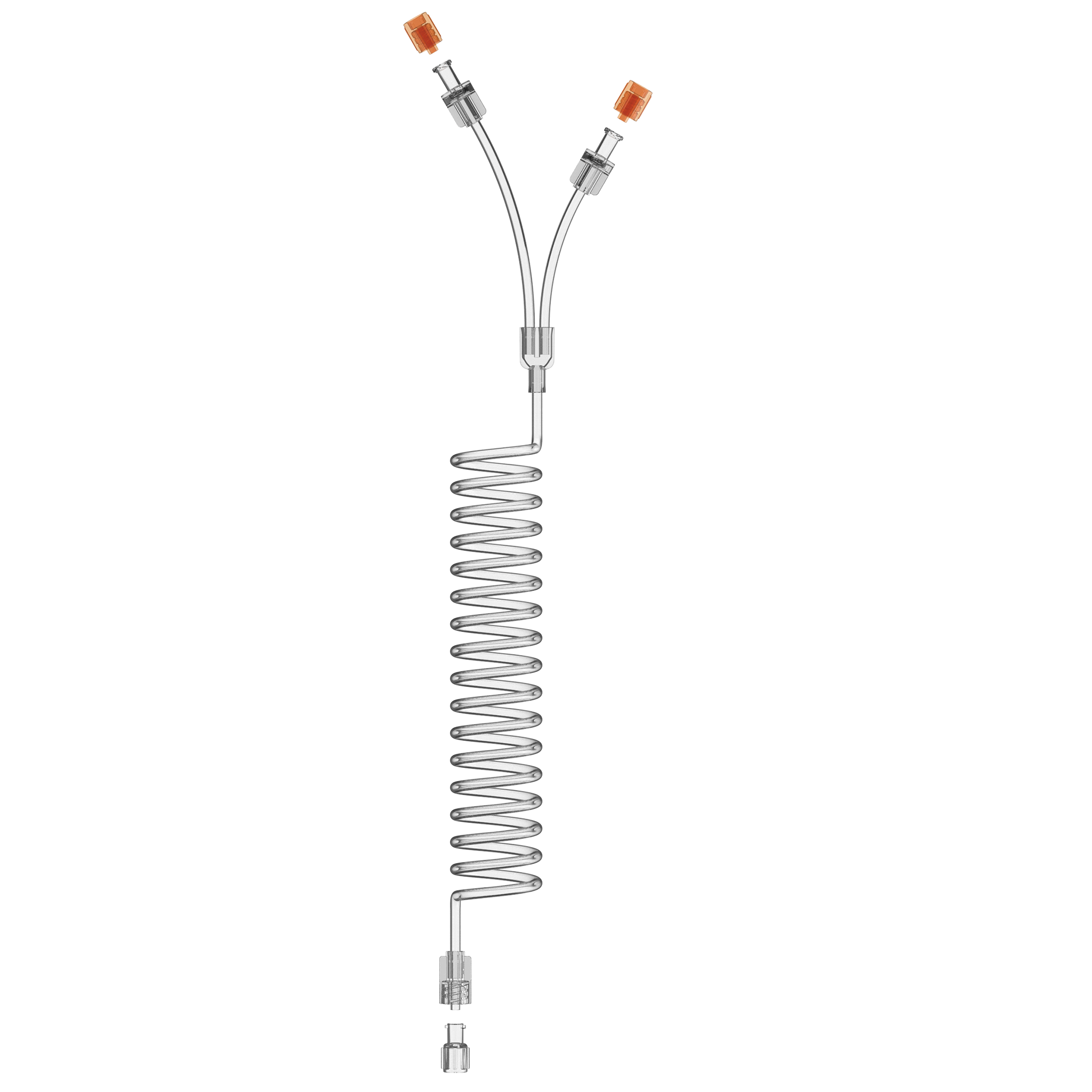 Patientenschlauch spiralform 250cm mit Y-Stück und 2 Rückschlagventilen (24 bar / 350 psi)
